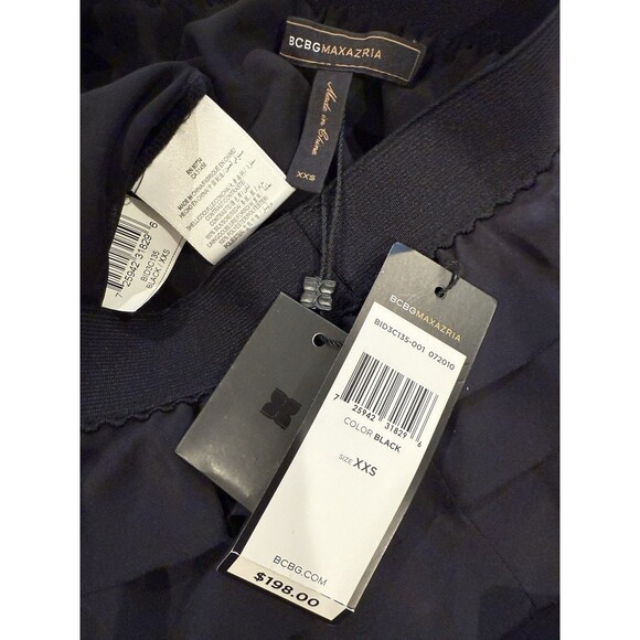 NEW BCBGMaxazria Silk Chiffon Ruffle Mini Skirt Womens XXS Blk Beaded Whimsigoth - Picture 3 of 5